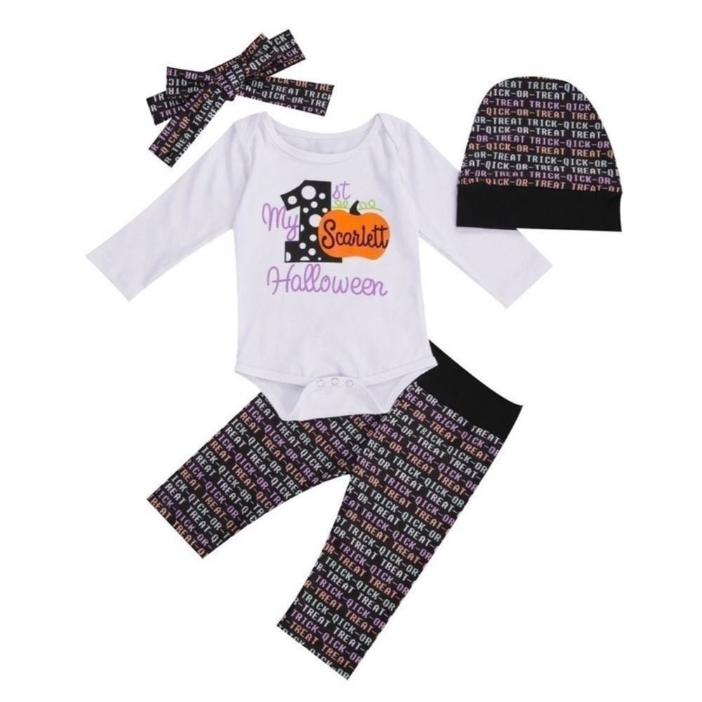 Baby Girl My First Halloween Personalized Scarlett Name Outfit - Sz 9-12 mo